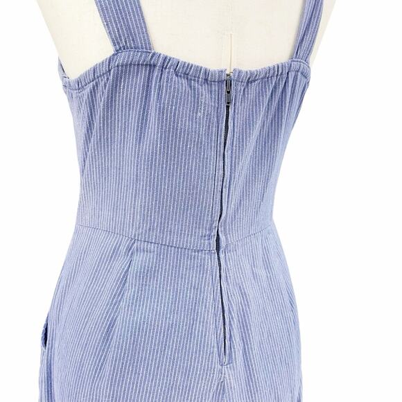 BRIXTON Beatrice Fitted Wide-Leg Jumpsuit in Blue & White Stripes Size S - Picture 7 of 10